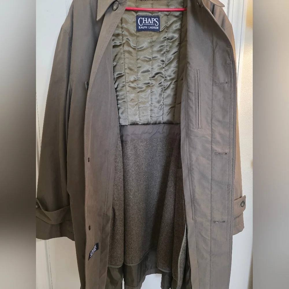 Chaps Ralph Lauren Men's Olive Green Trench Coat